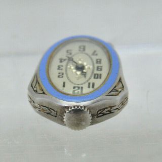 Antique Goering Sterling Silver & Enamel Art Deco Ladies Pendant Watch Swiss 7