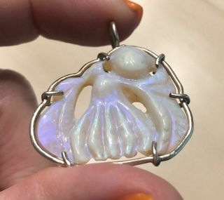 Chinese Carved Natural Opal Figural Betta Fish Pendant
