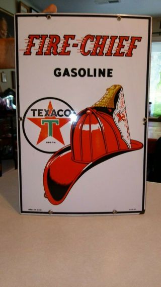 Vintage Texaco Fire Chief Gas Porcelain Sign