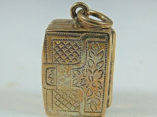 Antique Georgian Miniature Silver Gold Wash Book Vinaigrette Pendant Circa 1830s