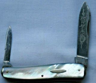 Rare Vintage Richards & Conover / Rich - Con Mother Of Pearl Folding Knife Etched