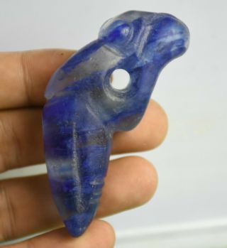 3 " Rare Old Chinese Hongshan Blue Crystal Hand Carved Birds Pendant Amulet