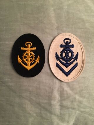 Two Ww2 German Navy Kriegsmarine Machinist Petty Officer Rank Badges