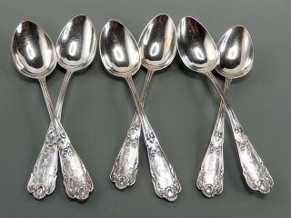 A Set Of 6 Russian Silver Tea Spoons Moscow C.  1910