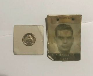 Manhattan Project Pin,  Film Badge Dosimeter,  Employee Id Spouse Id Rare