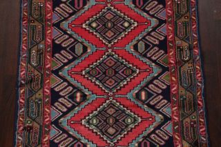 VINTAGE Geometric 10 ft Hamedan Persian Runner Hand - Knotted Oriental Wool 3x10 4