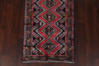 VINTAGE Geometric 10 ft Hamedan Persian Runner Hand - Knotted Oriental Wool 3x10 5