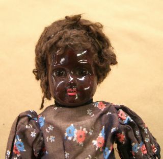 Rare Antique Porcelain China Head Doll Brown African American Germany Mabel 14 "