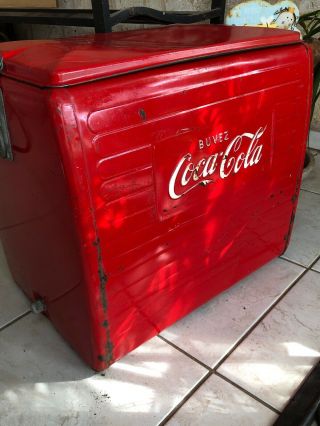 Rare Vintage Buvez Coca Cola Red Steel Picnic Cooler - French