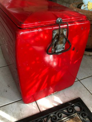 RARE Vintage Buvez Coca Cola Red Steel Picnic Cooler - French 4