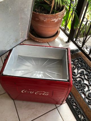 RARE Vintage Buvez Coca Cola Red Steel Picnic Cooler - French 7