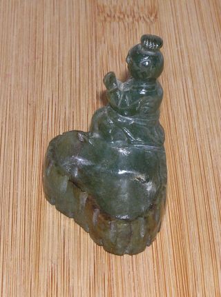 VINTAGE CHINESE GREEN JADE BUDDHA INK WELL HAND CARVED BRUSH HOLDER 4