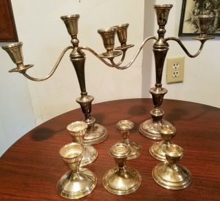 Weighted Sterling Silver Candelabras Candle Holder 4 Pair Scrap Or Not 3180 Gram