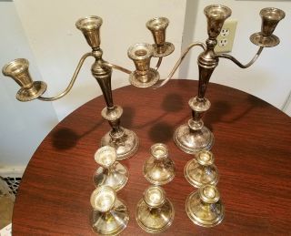 Weighted Sterling Silver Candelabras Candle Holder 4 Pair Scrap or Not 3180 gram 6