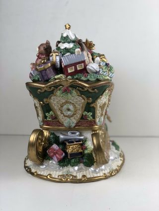 RARE FITZ & FLOYD Florentine Christmas Santa Sleigh Centerpiece Cookie Jar NoBox 3