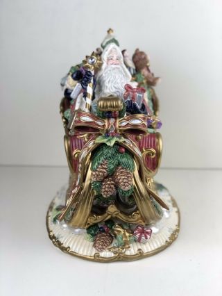 RARE FITZ & FLOYD Florentine Christmas Santa Sleigh Centerpiece Cookie Jar NoBox 4