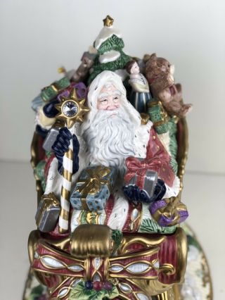 RARE FITZ & FLOYD Florentine Christmas Santa Sleigh Centerpiece Cookie Jar NoBox 5
