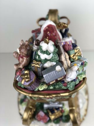 RARE FITZ & FLOYD Florentine Christmas Santa Sleigh Centerpiece Cookie Jar NoBox 6