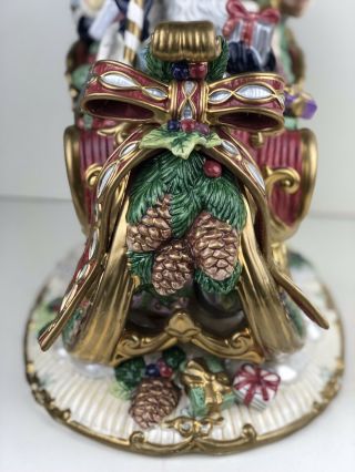 RARE FITZ & FLOYD Florentine Christmas Santa Sleigh Centerpiece Cookie Jar NoBox 7