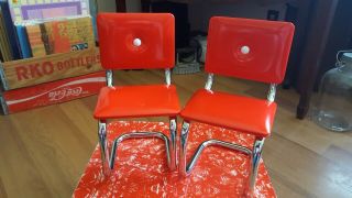 VTG American Girl Doll RETRO CHROME TABLE & CHAIRS Mollys Kitchen Set Red Diner 2