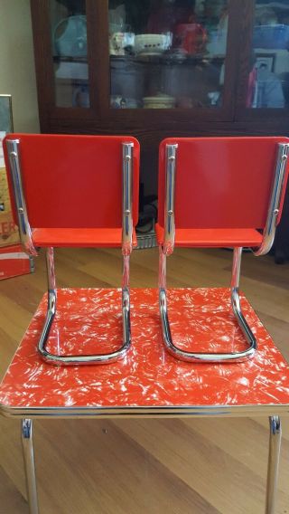 VTG American Girl Doll RETRO CHROME TABLE & CHAIRS Mollys Kitchen Set Red Diner 4