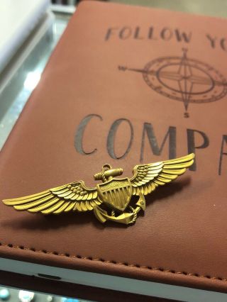 Vintage Lgb 1/20 10k Gold Filled Military Aviator Wings Pin 2 & 7/8”