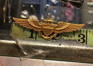 Vintage LGB 1/20 10k Gold Filled Military Aviator Wings Pin 2 & 7/8” 3