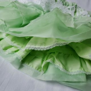 Vintage Martha ' s Miniature Sheer Green Floral Lace Ruffle Party Dress T1 3