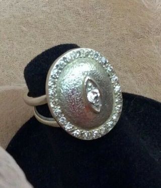 Vintage Fine 14k White Gold & Diamond Cocktail Ring,  Small Pinky Ring Size 4