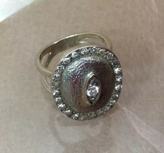Vintage Fine 14k White Gold & Diamond Cocktail Ring,  Small Pinky Ring Size 4 2