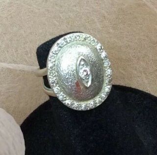 Vintage Fine 14k White Gold & Diamond Cocktail Ring,  Small Pinky Ring Size 4 5