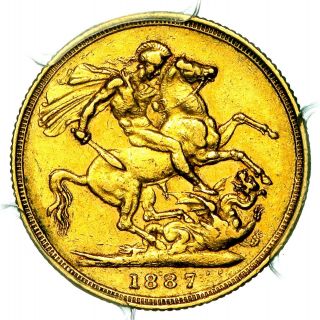 Extremely Rare 1887 S Victoria Australia Sydney Gold Sovereign PCGS XF40 2
