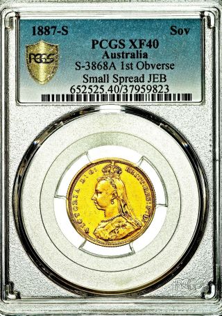 Extremely Rare 1887 S Victoria Australia Sydney Gold Sovereign PCGS XF40 4