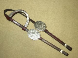 Terrific High End Vintage Western One Ear Cortes Mexico Silver Headstall Bridle