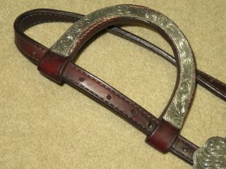 Terrific HIGH END VINTAGE Western One Ear CORTES MEXICO SILVER Headstall Bridle 4