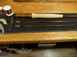 Custom Bamboo Fly Rod Winston Taper Flamed 7 ' 4 wt Maple burl engraved band seat 2