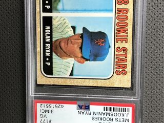1968 Topps Nolan Ryan 177 PSA 3 (MC) Rookie RC VINTAGE Baseball Card 3