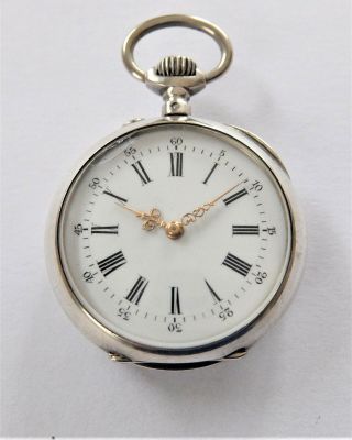 1900 Silver Cased Cylinder Pocket Watch / Fob Watch In Order