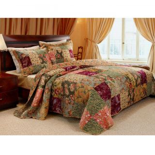 Bedspread Set (king Size) Bed Cover Cotton Patchwork Floral Pillow Shams Bedroom