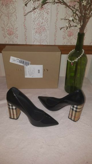 Burberry Women ' S Dashwood Vintage Check Pointed Toe High Block - Heel Pumps $620 10