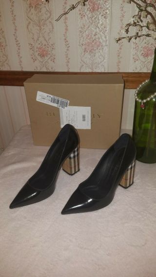 Burberry Women ' S Dashwood Vintage Check Pointed Toe High Block - Heel Pumps $620 11