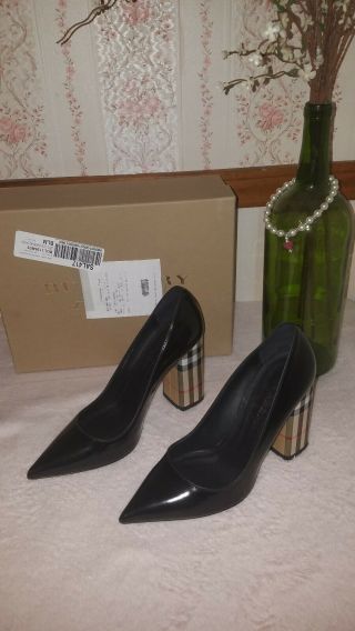Burberry Women ' S Dashwood Vintage Check Pointed Toe High Block - Heel Pumps $620 2