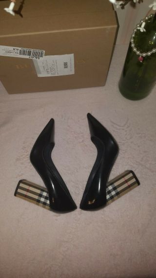 Burberry Women ' S Dashwood Vintage Check Pointed Toe High Block - Heel Pumps $620 6