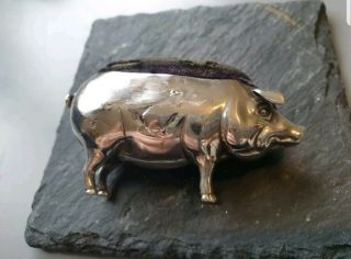 Antique Sterling Silver Boar Pin Cusion 1907