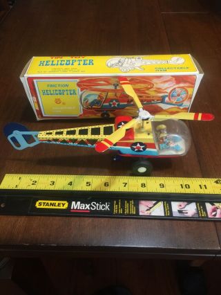 Vintage Collectible Toy Helicopter Tin Friction Toy Mf334 B10