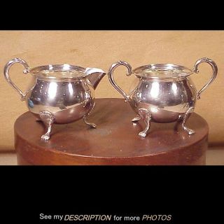 Antique Fisher Sterling Silver Creamer & Sugar Bowl No 743 Claw Foot