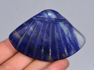 2.  8 " Old China Hongshan Culture Blue Crystal Carved Shell Conch Pendant Amulet
