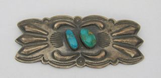 Vintage Native American Navajo Silver Turquoise Harry Morgan Pin Brooch