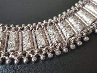 Antique Victorian Solid Silver Book Chain Collar Necklace