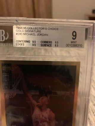 Michael Jordan 1994 Collectors Choice Gold Signature Insert BGS 9 Rare 2